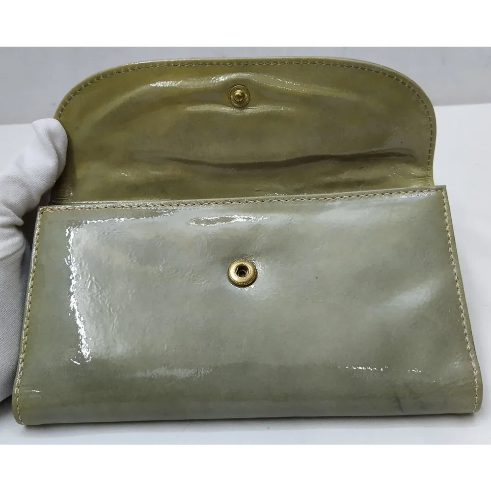 Dooney & Bourke Gray Patent Leather Checkbook Credit Card Trifold Wallet